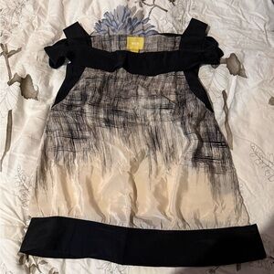 Anthropologie Maeve Black & Ivory Brushstroke Top